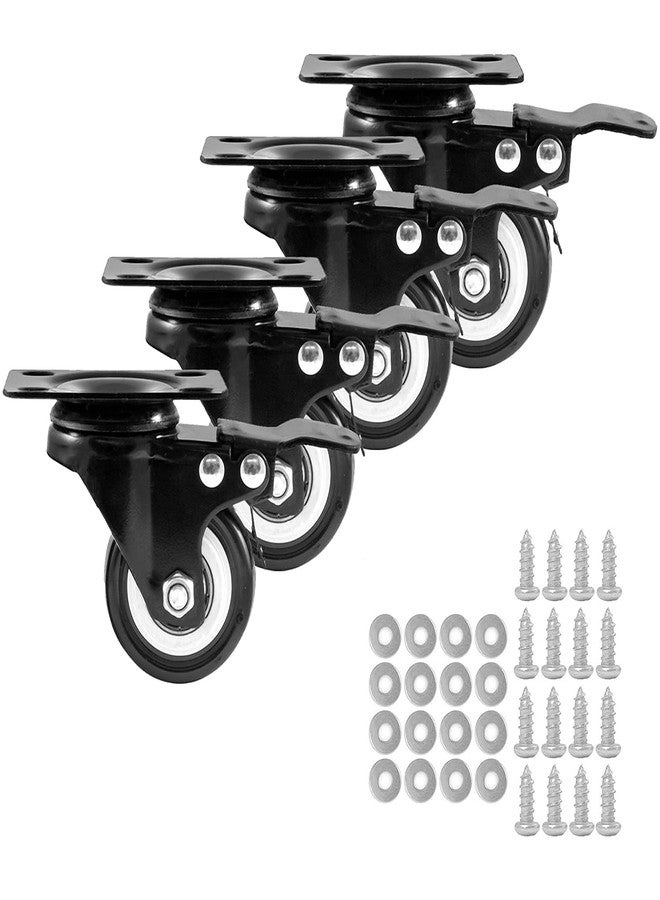 Implemental Imported Castor 2 Wheels with Lock & 2 Wheels Without Lock 185kg Load Capacity (1.5 inch) (1 Set of 4 pcs)(Black) - Image 2